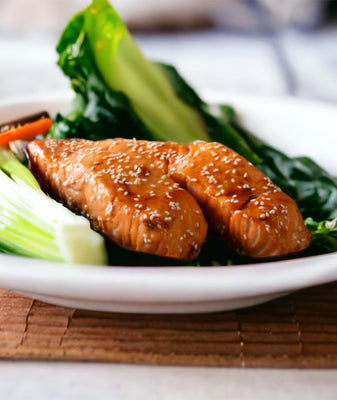 Pan-Seared Ora King Salmon with Ginger-Soy Glaze image