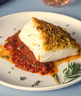 Wild Herb Crusted Toothfish with Roast Tomato Sauce by Neil Perry image