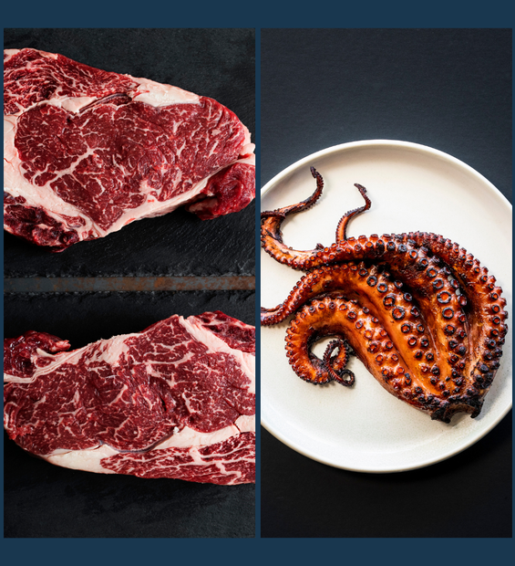 2GR Wagyu Ribeye M5+ (2 X 350g) & Steamed Fremantle Octopus (200 gram) Set image
